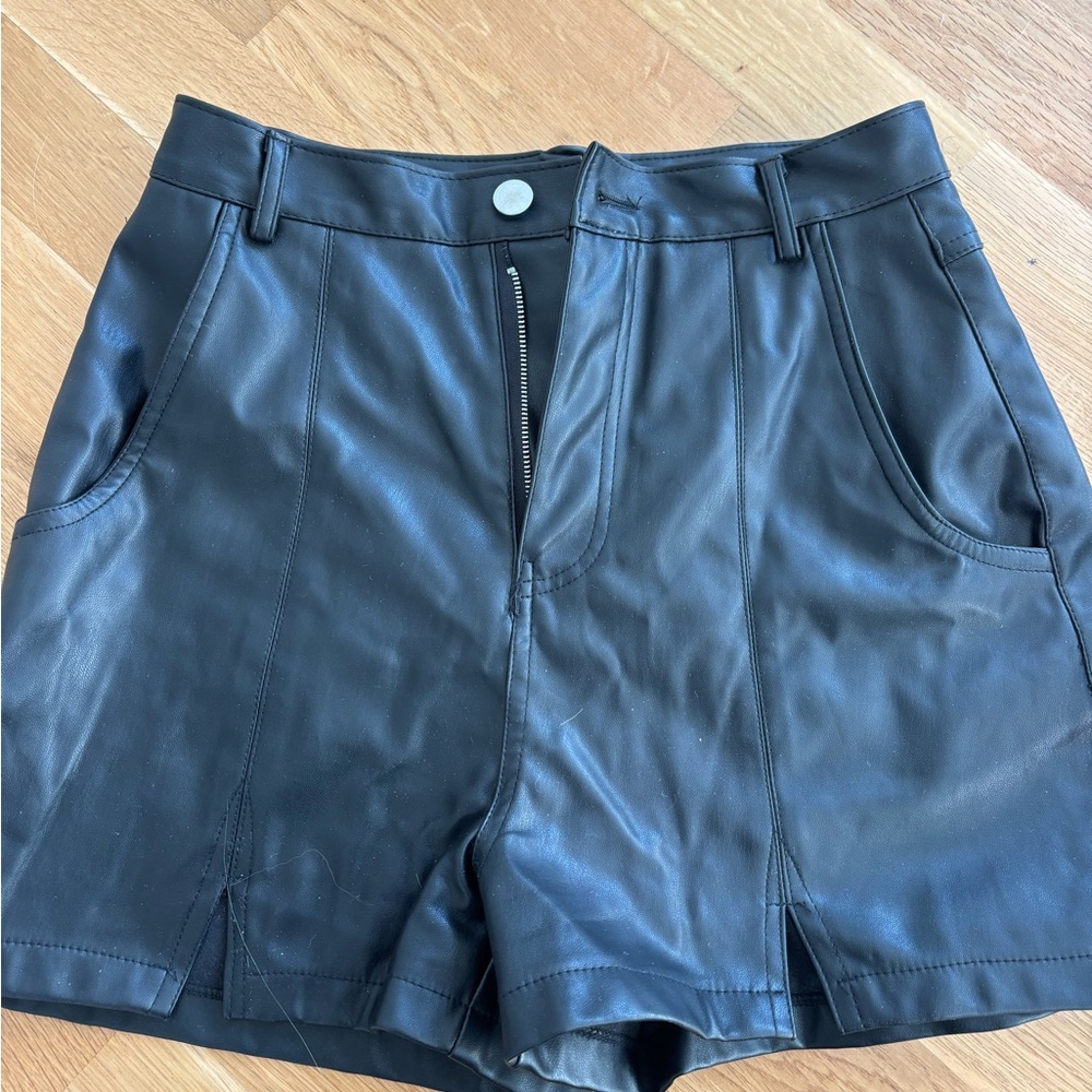PrettyLittleThing Black Faux Leather High Waist Shorts